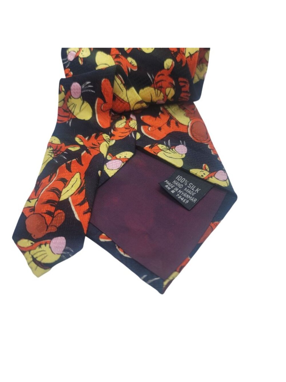 Disney Tigger 100% Silk Handmade Tie Black & Orange Novelty Design - Picture 3 of 5